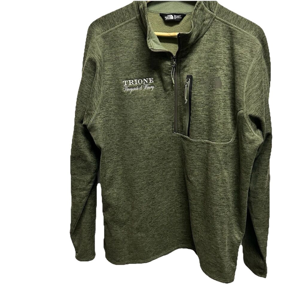 The North Face Sweater Men's Heather Large Green Fleece Lined Vineyard Quarter